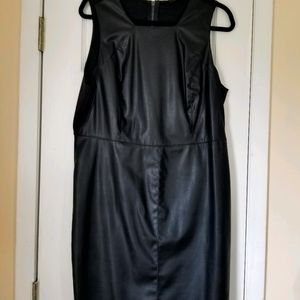 Faux leather sleeveless dress